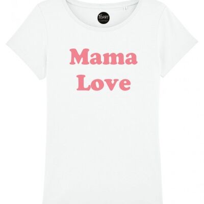 T-Shirt Damen - Mama Love - Weiß - Flex Pink