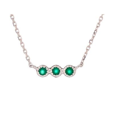 Collar con ónix verde natural redondo, en plata rodiada 925/1000, largo 40 + 3 cm - CJF-CL093R