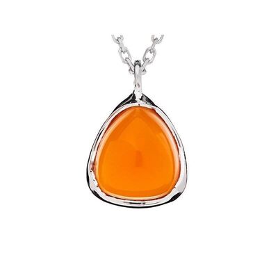 Collar triangular con cornalina naranja natural, plata rodiada 925/1000, 42+3 cm - CJF-CL092R