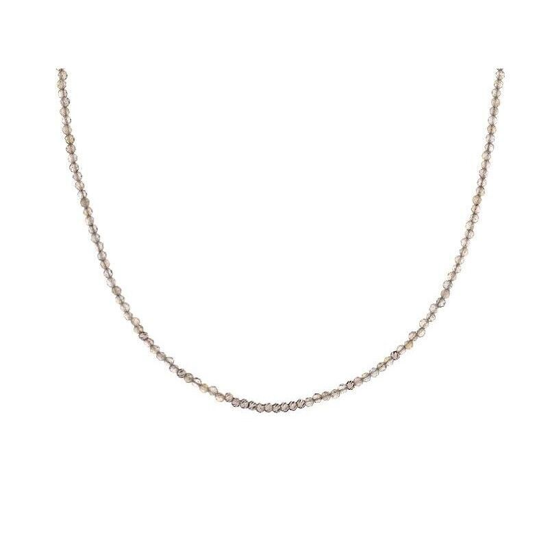 Collana con labradorite naturale multicolore, argento rodiato 925/1000, 40+5 cm - CJF-CL105-LB