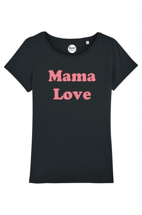 T-Shirt Women - Mama Love - Black - Flex Pink