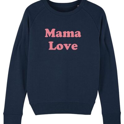 Women Sweatshirt - Mama Love - Navy - Flex Pink