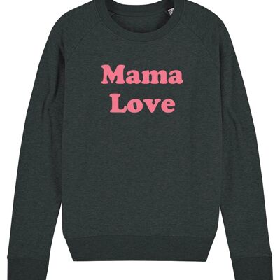 Women Sweatshirt - Mama Love - Black - Flex Pink