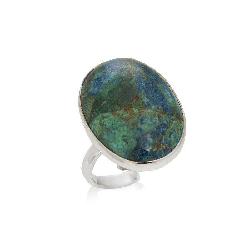 Ring mit natürlichem blauem Shattuckit, aus rhodiniertem Silber 925/1000 – CCP-BA012