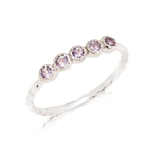 Bague avec améthyste violette naturelle, en argent rhodié 925/1000 - CJF-BA052