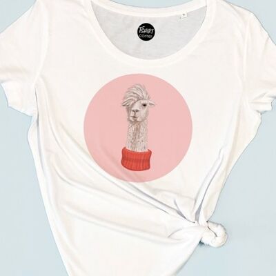 Camiseta de mujer - Pink Lama - Blanco