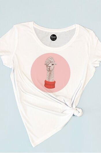 Tshirt Femme - Lama Rose - Blanc 1