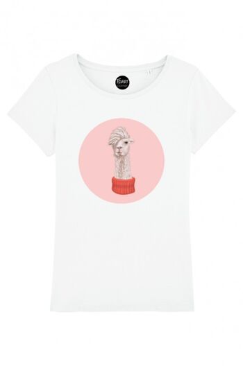 Tshirt Femme - Lama Rose - Blanc 2