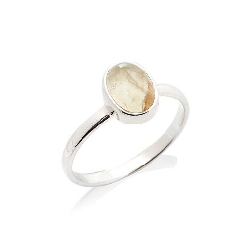 Bague avec prehnite verte naturelle, en argent rhodié 925/1000 - CCP-BA008