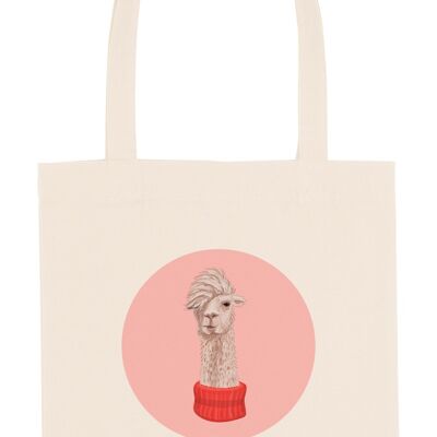 Tote Bag - Pink Lama - Ecru