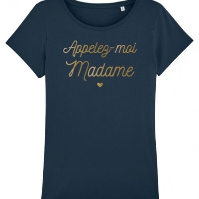 Damen T-Shirt - Call me Madame - Navy - Roségold