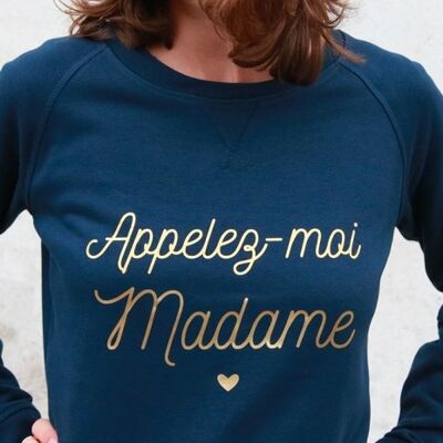 Sudadera Mujer - Call me Madame - Azul Marino - Oro Rosa