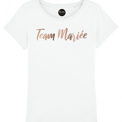 T-Shirt Femme - Team mariée - Blanc - Or Rose