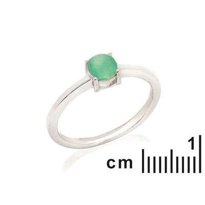 Anillo redondo con aventurina verde natural, en plata rodiada 925/1000 - CVL-BA020-AV