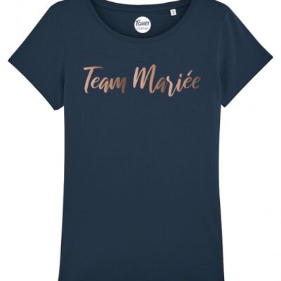 T-Shirt Femme - Team mariée - Navy - Or Rose