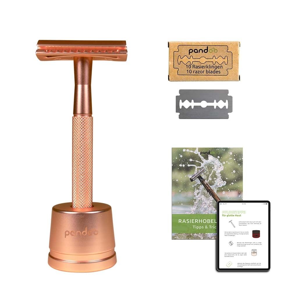 Rasierhobel aus Metall | inkl. 10 Klingen, Halterung und E-Book | 7 Varianten