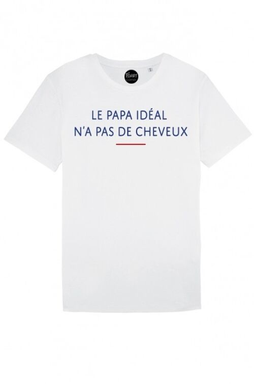 Tshirt Homme - Papa idéal n'a pas de cheveux - Blanc