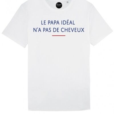 Tshirt Homme - Papa idéal n'a pas de cheveux - Blanc