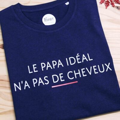 Tshirt Homme - Papa idéal n'a pas de cheveux - Navy