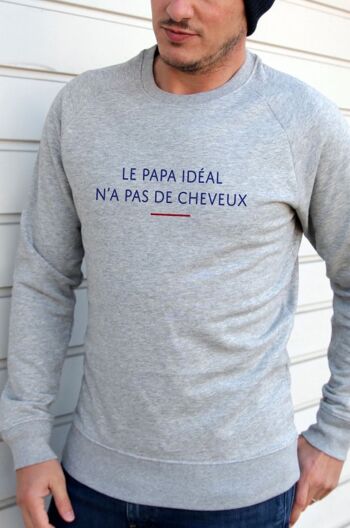 Sweat Homme - Papa idéal n'a pas de cheveux - Gris 1