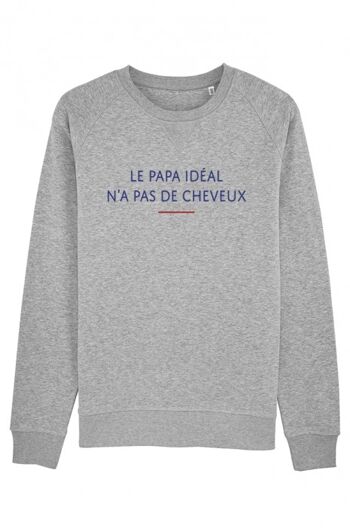 Sweat Homme - Papa idéal n'a pas de cheveux - Gris 2