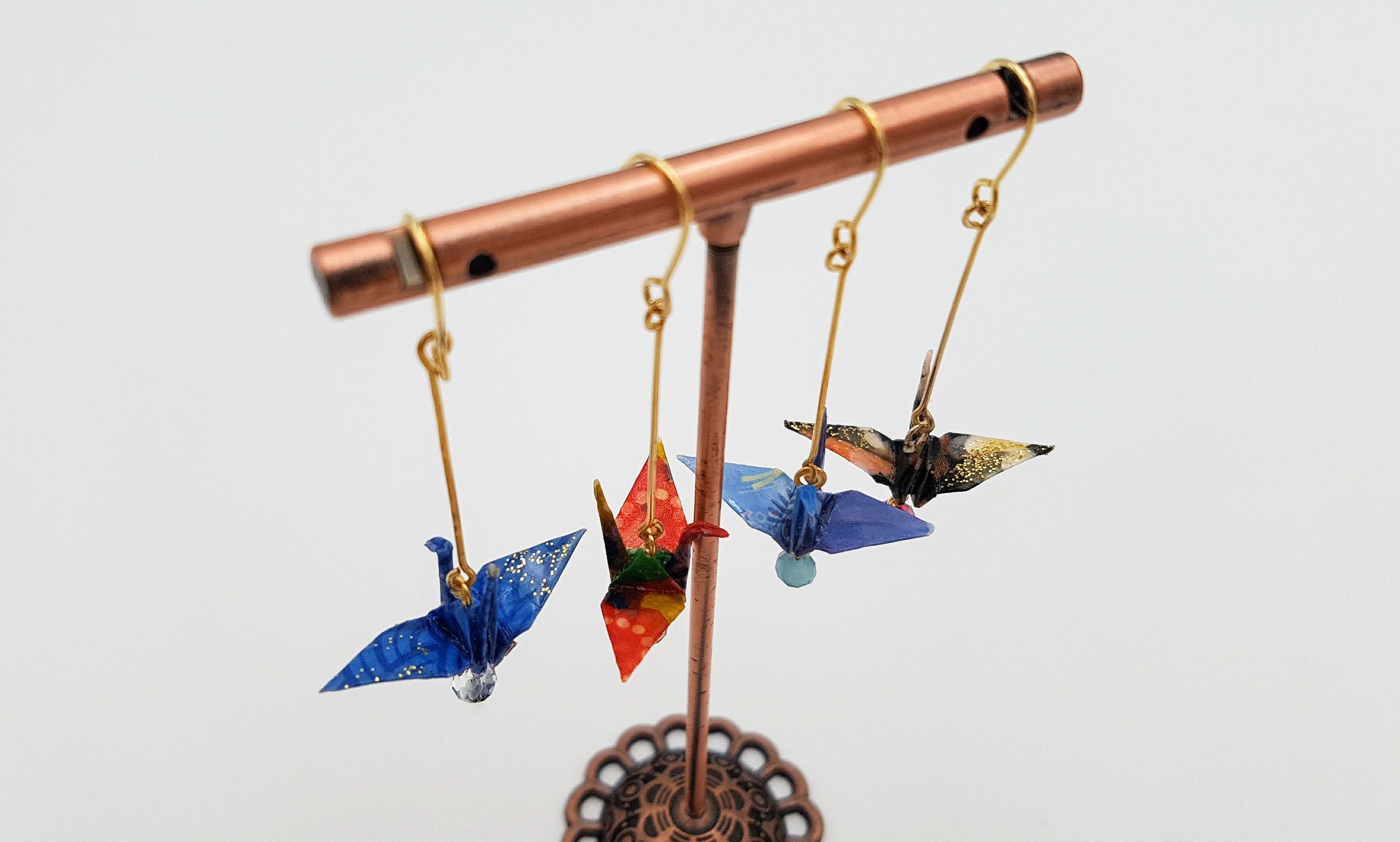 Japanese Origami Tsuru Crane Luxury Earring