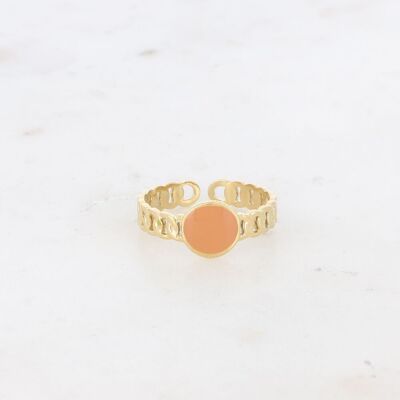 Ring - stainless steel curb chain effect ring & enamel round