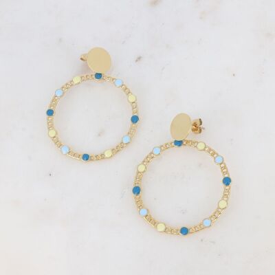 Orecchini pendenti - anello effetto catena barbazzale e cerchi smaltati