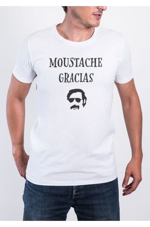 Tshirt Homme - Moustache Gracias - Blanc