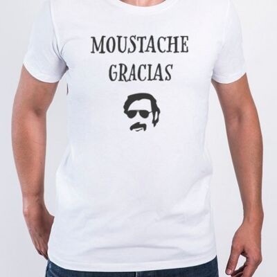 Men's Tshirt - Gracias Mustache - White