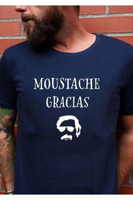 Maglietta da uomo - Moustache Gracias - Navy