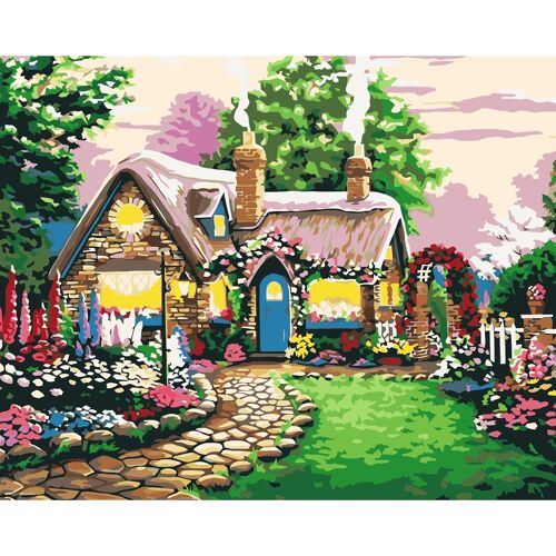 Paint by numbers "Cozy home in the woods" - 40x50 cm without subframe