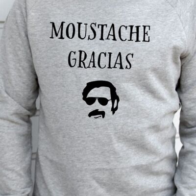Men's Sweatshirt - Gracias Mustache - Gray