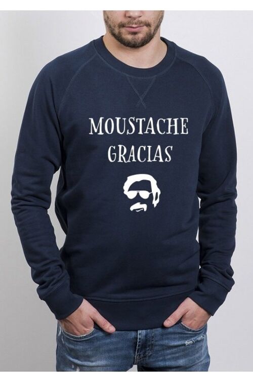 Sweat Homme - Moustache Gracias - Navy