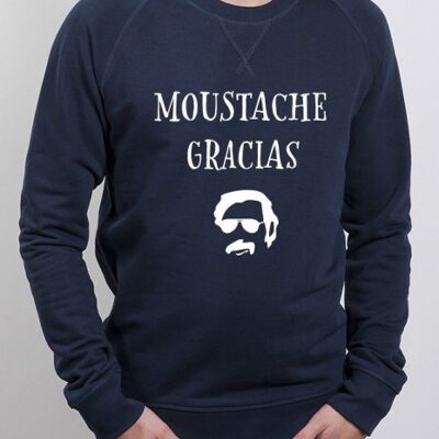 Men Sweatshirt - Mustache Gracias - Navy