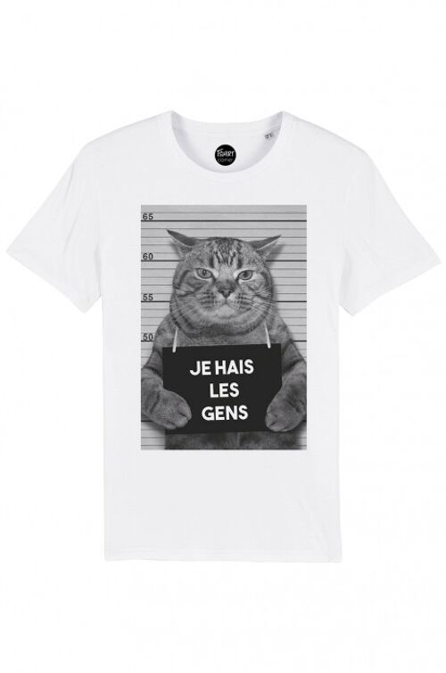 Tshirt Homme - Chat hais les gens - Blanc