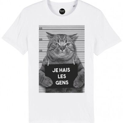 Men's Tshirt - Cat Hates People - White