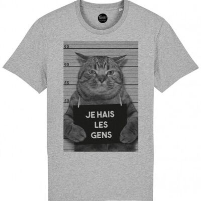 Men's Tshirt - Cat Hates People - Gray