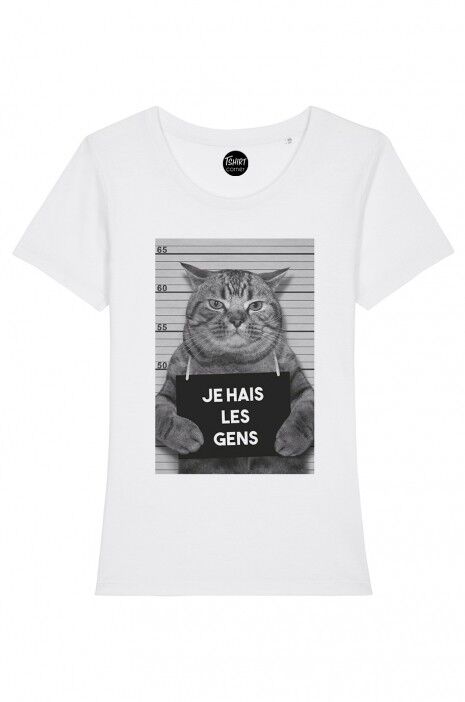 Buy wholesale Women Tshirt Cat hates people White