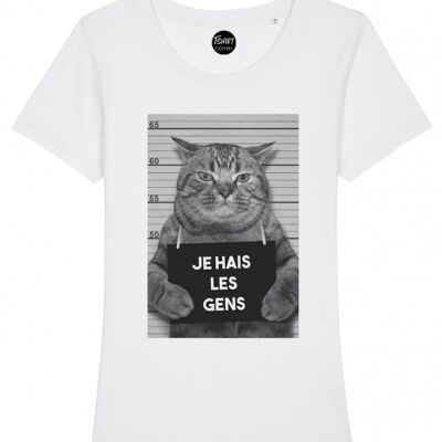 Women Tshirt - Cat hates people - White