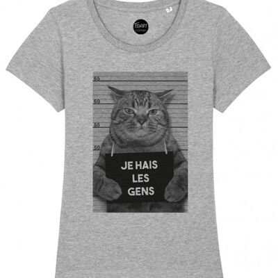 Maglietta da donna - Cat Hates People - Grigia