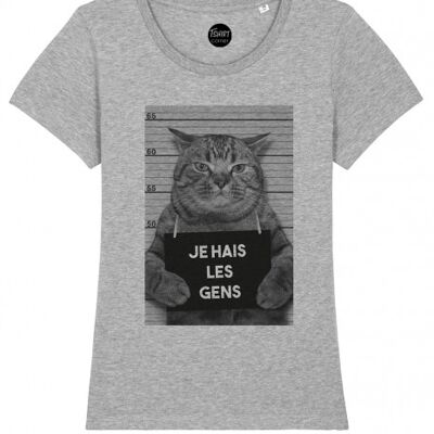 Women's Tshirt - Cat Hates People - Gray