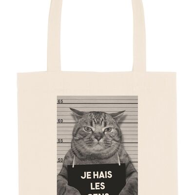 Tote Bag - Katze hasst Menschen - Ecru