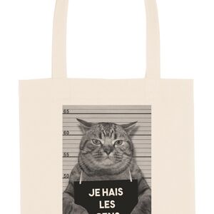 Tote Bag - Chat hais les gens - Ecru