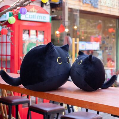 Gato negro de peluche maullido kawaii de moda