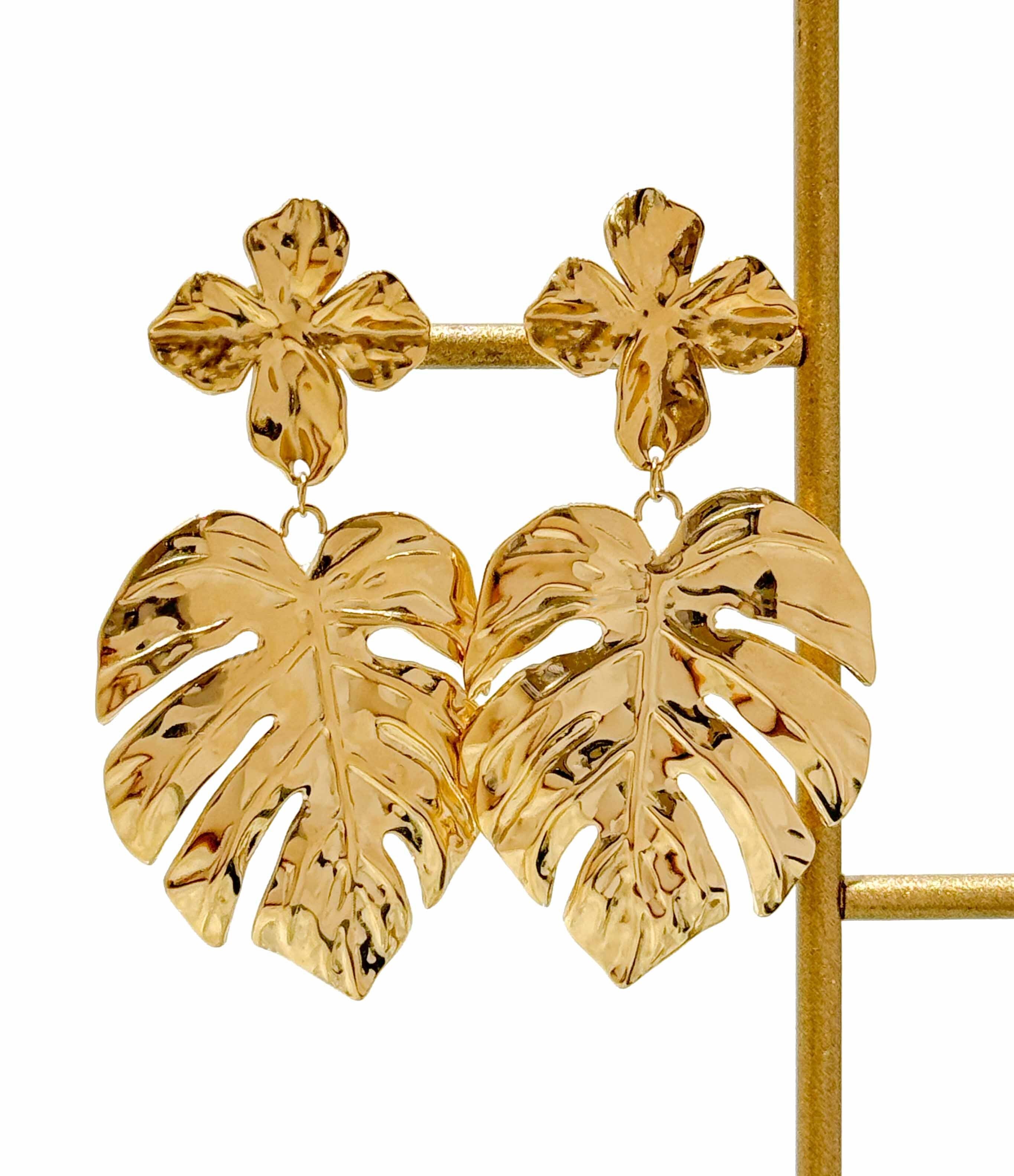 Blumen- und Blattohrringe – Edelstahl