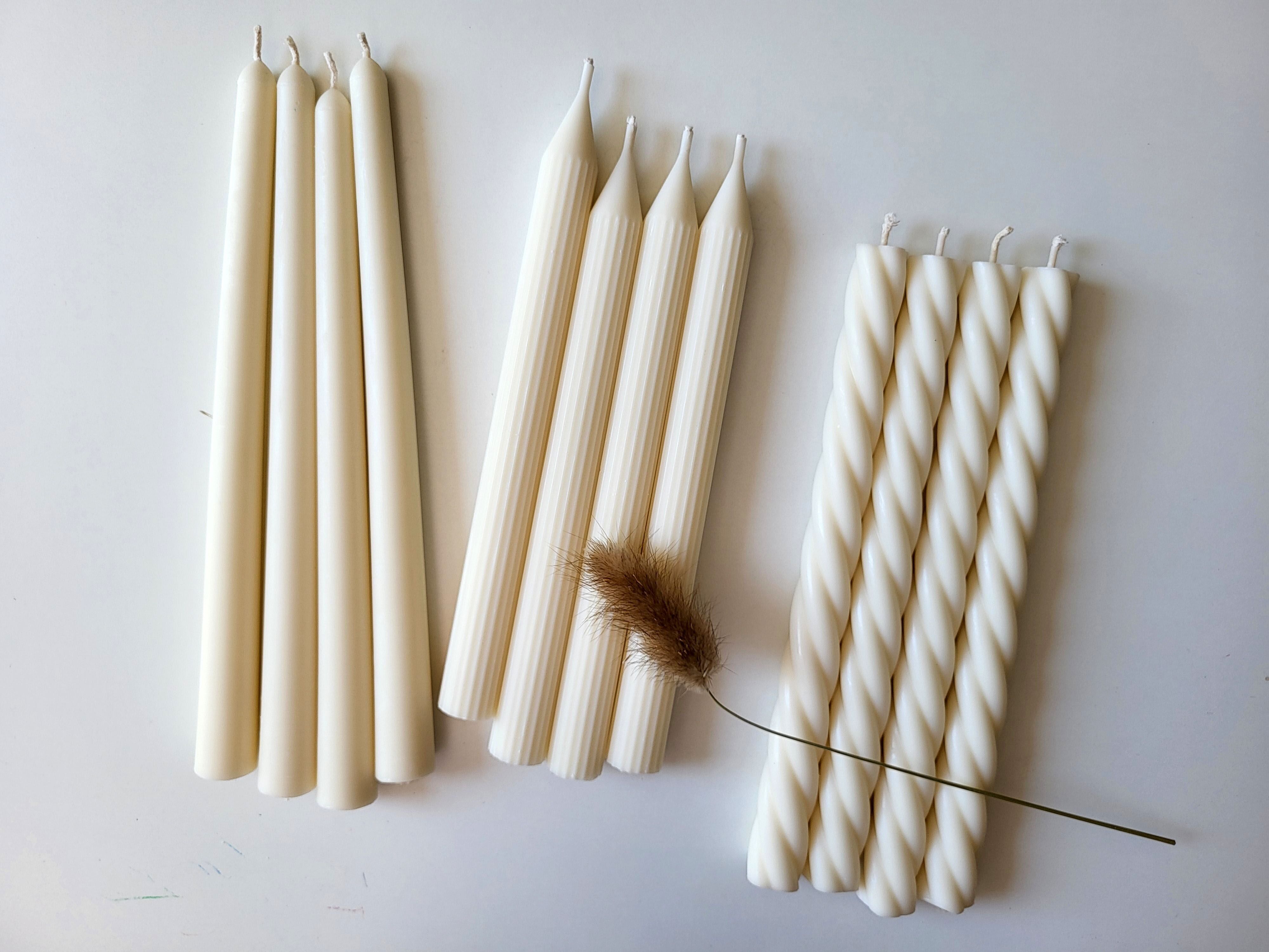 Table candles made of rapeseed wax in various shapes / diameter 2.2 / 8-9 hours long burning time