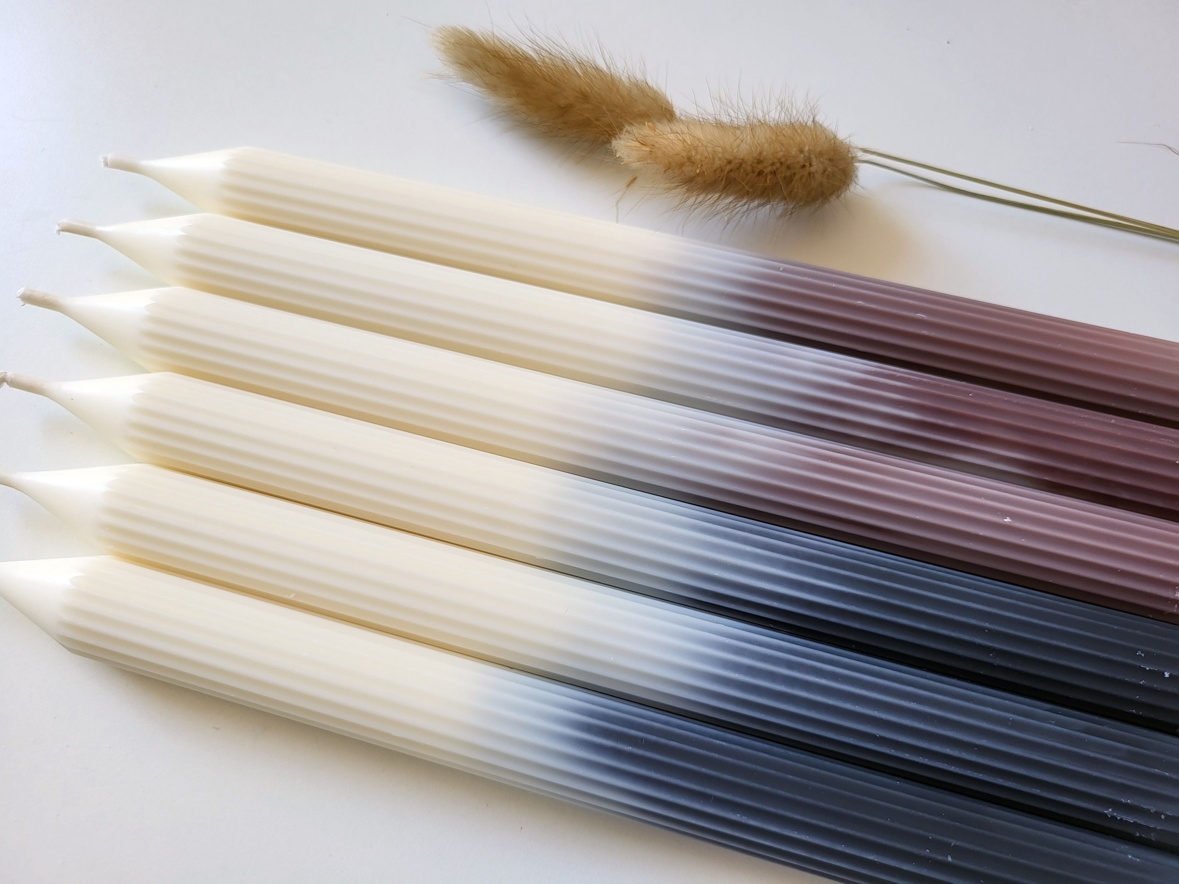 White rapeseed wax candles with color gradient / hand-poured