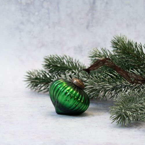 2" Emerald Ribbed Lantern Christmas Decoration