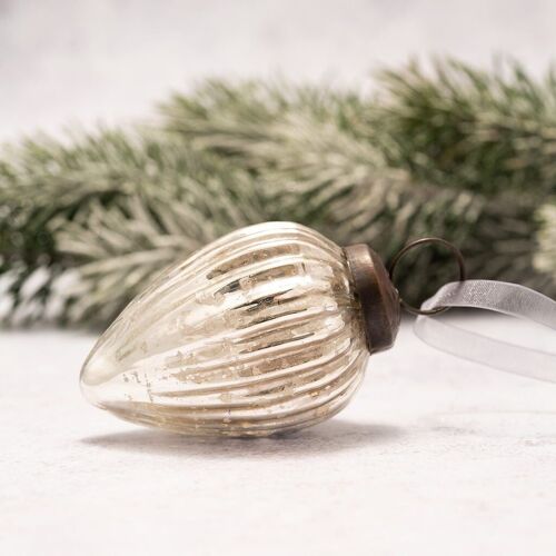 2" Silver Glass Pinecone